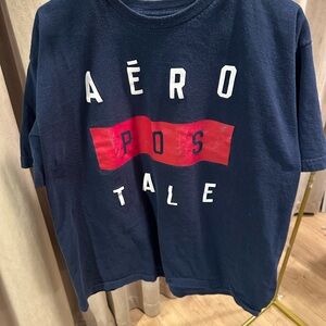 Aeropostale mens Navy and Red Graphic Tee